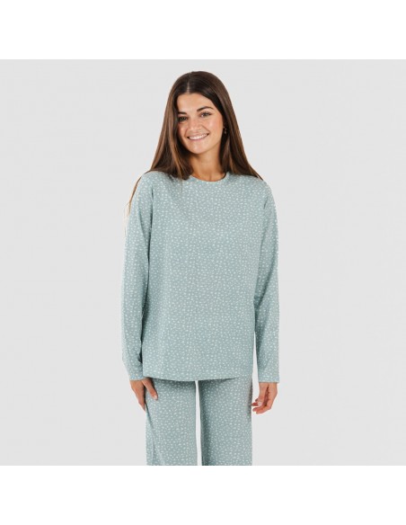 Pijama largo algodón Anita verde gastado Pijama largo algodón Anita verde gastado