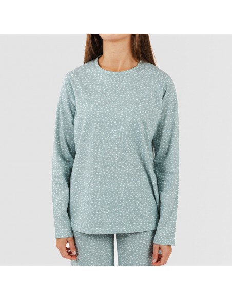 Pijama largo algodón Anita verde gastado Pijama largo algodón Anita verde gastado