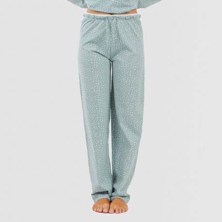 Pijama largo algodón Anita verde gastado