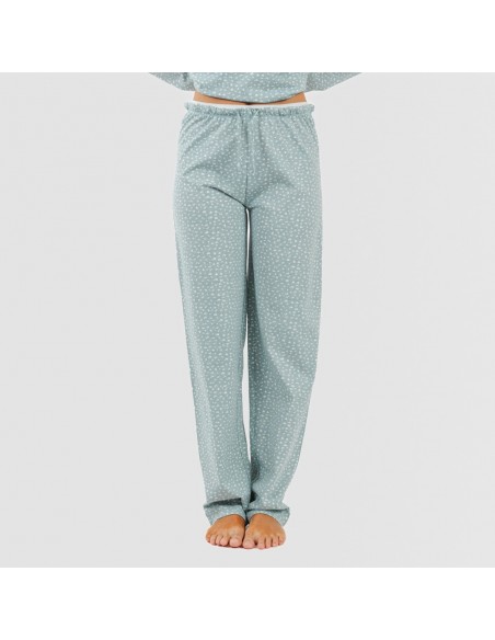 Pijama largo algodón Anita verde gastado pijamas-largos-mujer