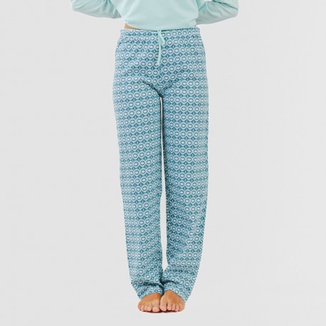 Pijama largo algodón Galieni verde azulado