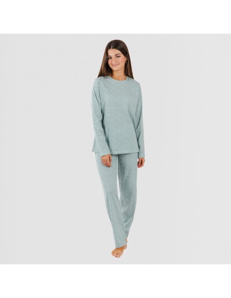 Pijama largo algodón Anita verde gastado pijamas-largos-mujer