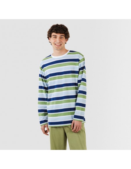 Pijama largo algodón hombre Brent verde caceria Pijama largo algodón hombre Brent verde caceria