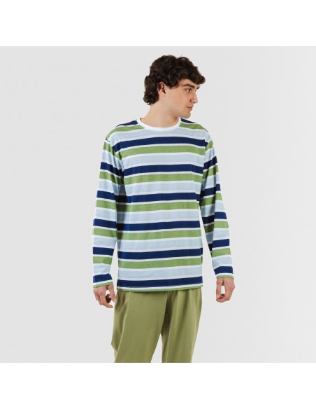 Pijama largo algodón hombre Brent verde caceria Pijama largo algodón hombre Brent verde caceria