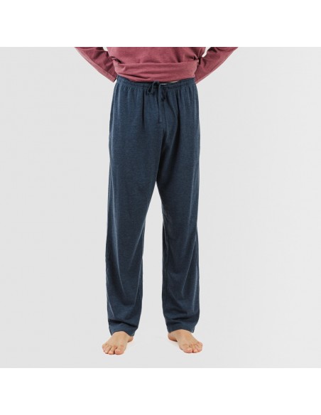 Pijama largo hombre con botones burdeos - marino comprar-pijamas-largos-hombre