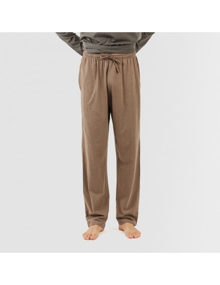 Pijama largo hombre con botones petroleo - marron Pijama largo hombre con botones petroleo - marron