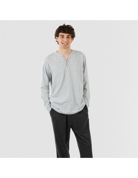 Pijama largo hombre con botones perla - marengo Pijama largo hombre con botones perla - marengo