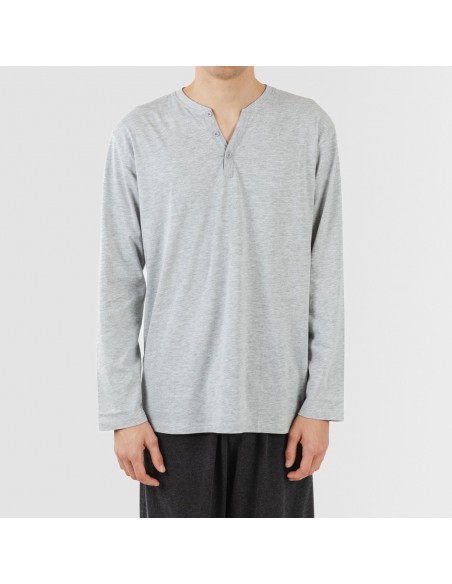 Pijama largo hombre con botones perla - marengo Pijama largo hombre con botones perla - marengo