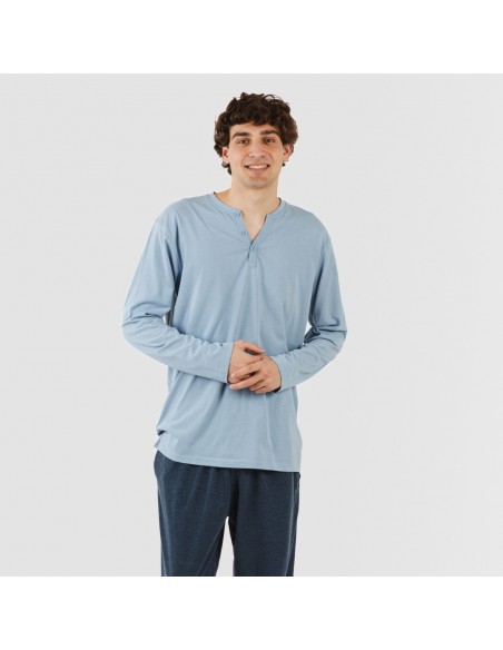 Pijama largo hombre con botones indigo - marino Pijama largo hombre con botones indigo - marino