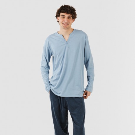 Pijama largo hombre con botones indigo - marino