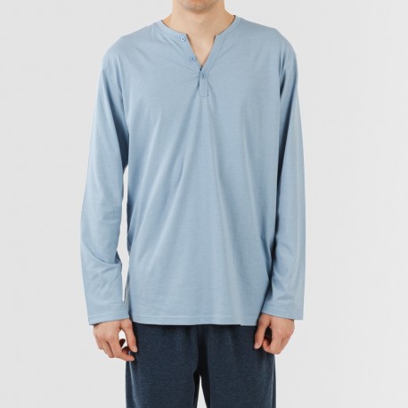 Pijama largo hombre con botones indigo - marino
