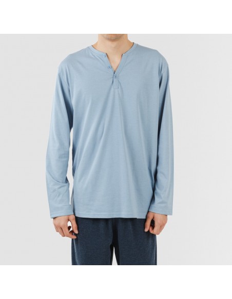 Pijama largo hombre con botones indigo - marino Pijama largo hombre con botones indigo - marino