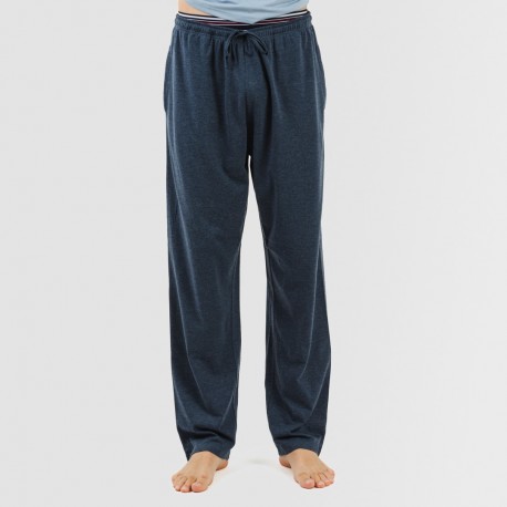 Pijama largo hombre de manga corta con boton indigo - marino