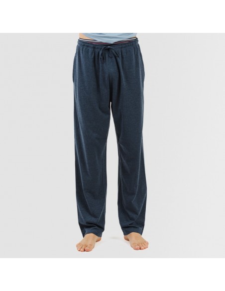 Pijama largo hombre de manga corta con boton indigo - marino Pijama largo hombre de manga corta con boton indigo - marino
