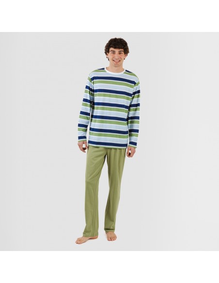 Pijama largo algodón hombre Brent verde caceria comprar-pijamas-largos-hombre