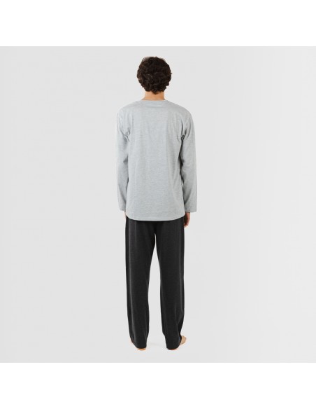 Pijama largo hombre con botones perla - marengo Pijama largo hombre con botones perla - marengo