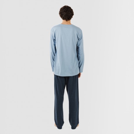Pijama largo hombre con botones indigo - marino