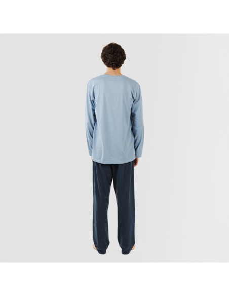 Pijama largo hombre con botones indigo - marino Pijama largo hombre con botones indigo - marino