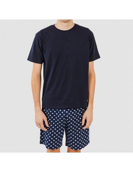 Pijama corto algodón hombre Missy azul marino Pijama corto algodón hombre Missy azul marino