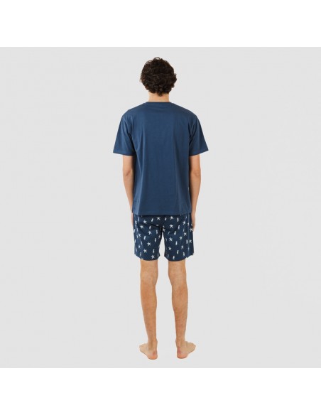 Pijama corto algodón hombre Aaron azul marino Pijama corto algodón hombre Aaron azul marino