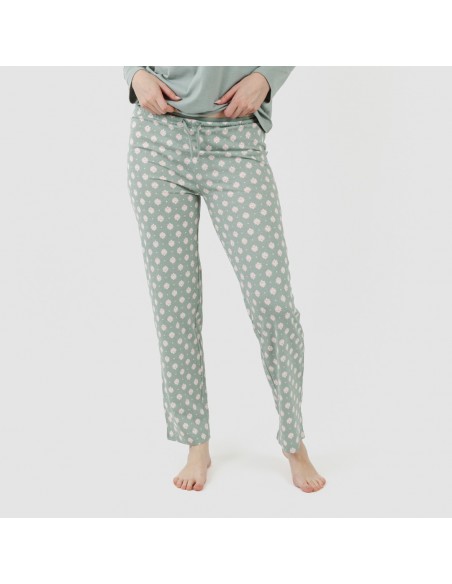 Pijama largo algodón Irati verde caceria pijamas-largos-mujer