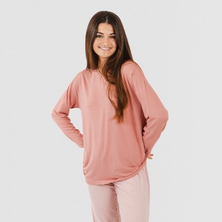 Pijama largo mujer soft Raya Aliena marsala pijamas-largos-mujer