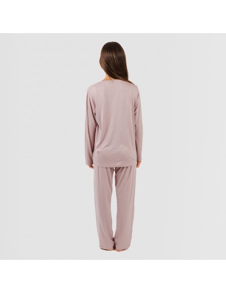 Pijama largo mujer soft Melanie malva pijamas-largos-mujer