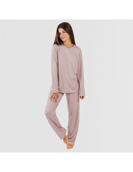 Pijama largo mujer soft Melanie malva pijamas-largos-mujer