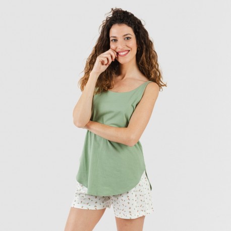 Pijama corto algodón Nevada verde