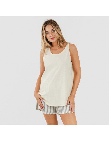 Pijama corto algodón Raya Brighton natural