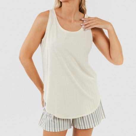 Pijama corto algodón Raya Brighton natural