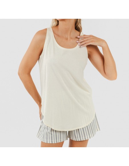 Pijama corto algodón Raya Brighton natural