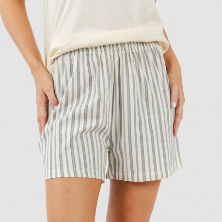 Pijama corto algodón Raya Brighton natural