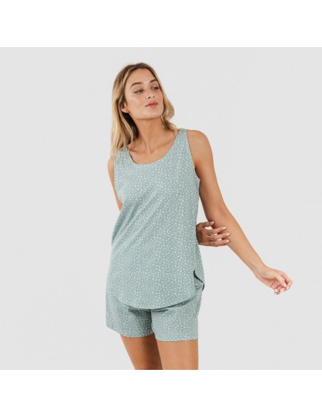 Pijama corto algodón Anita verde desgastado Pijama corto algodón Anita verde desgastado