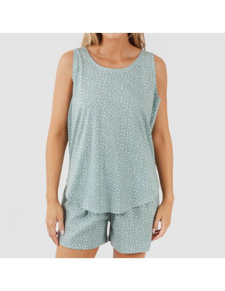 Pijama corto algodón Anita verde desgastado Pijama corto algodón Anita verde desgastado