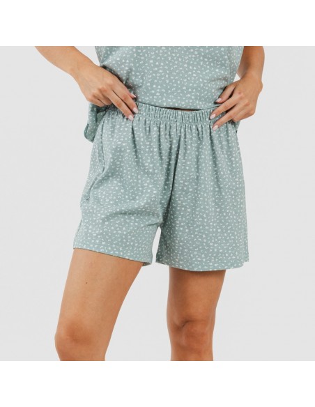 Pijama corto algodón Anita verde desgastado Pijama corto algodón Anita verde desgastado