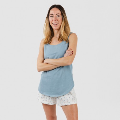 Pijama corto algodón Inés indigo pijamas-cortos-mujer