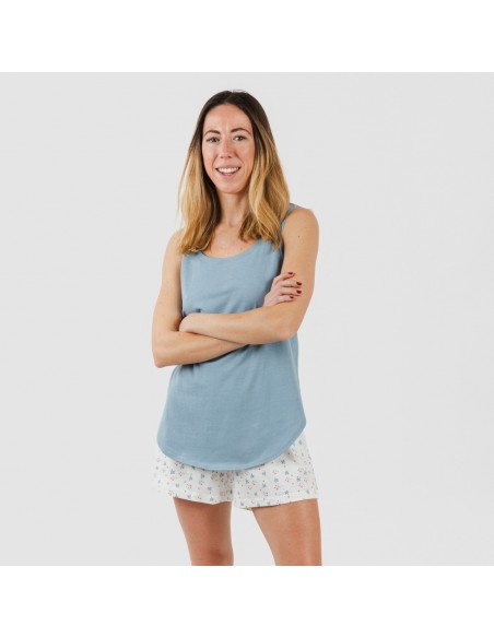 Pijama corto algodón Inés indigo Pijama corto algodón Inés indigo