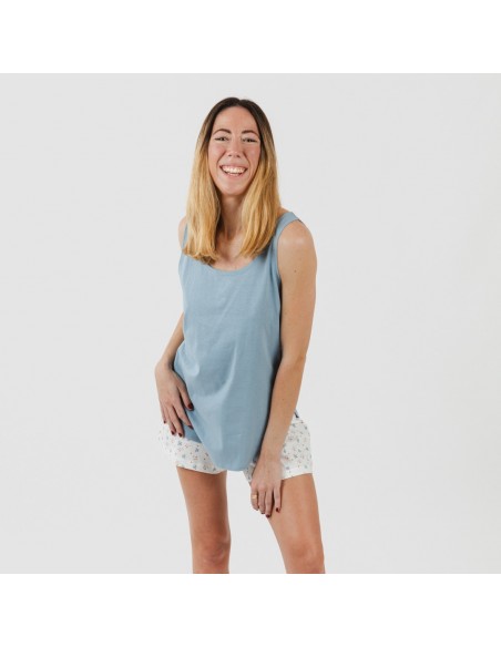 Pijama corto algodón Inés indigo Pijama corto algodón Inés indigo