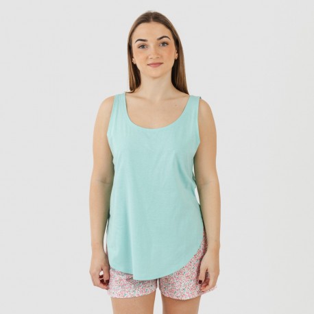 Pijama corto algodón Salima verde agua pijamas-cortos-mujer