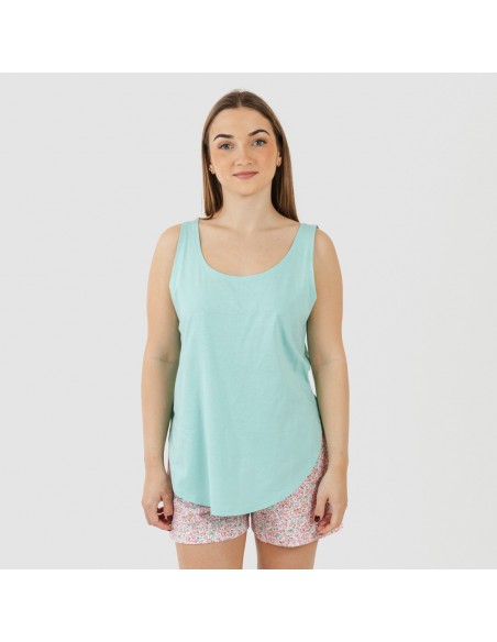 Pijama corto algodón Salima verde agua pijamas-cortos-mujer