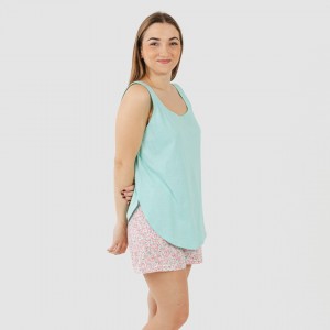 Pijama corto algodón Salima verde agua 2