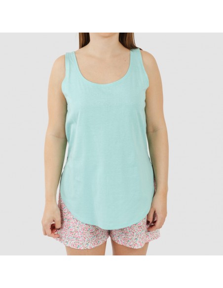 Pijama corto algodón Salima verde agua Pijama corto algodón Salima verde agua