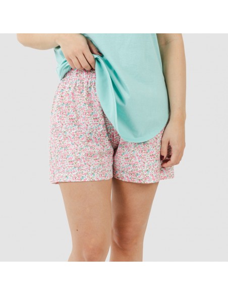 Pijama corto algodón Salima verde agua Pijama corto algodón Salima verde agua