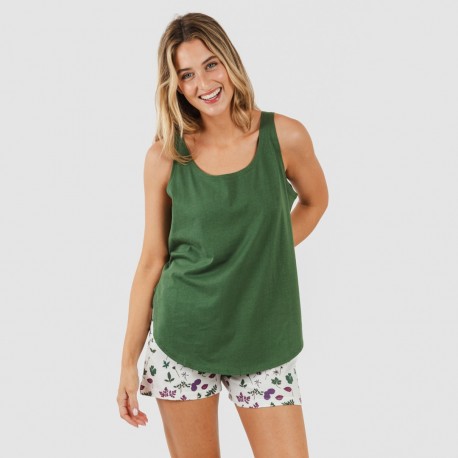 Pijama corto algodón Eire verde caceria pijamas-cortos-mujer