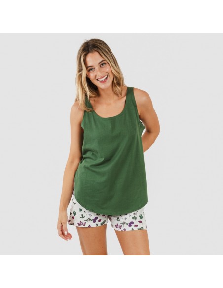 Pijama corto algodón Eire verde caceria pijamas-cortos-mujer