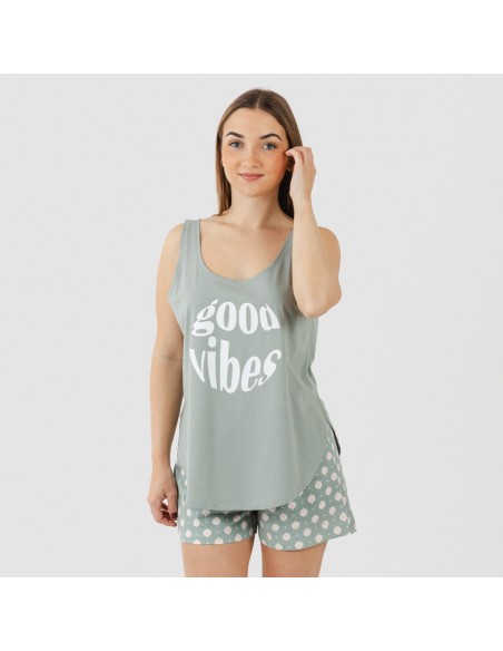 Pijama corto algodón Irati verde caceria Pijama corto algodón Irati verde caceria