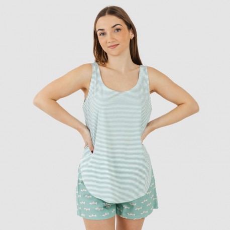 Pijama corto algodón Ponder verde azulado pijamas-cortos-mujer