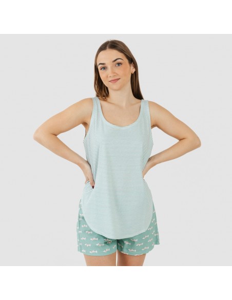 Pijama corto algodón Ponder verde azulado Pijama corto algodón Ponder verde azulado