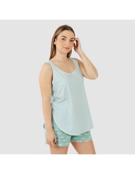 Pijama corto algodón Ponder verde azulado Pijama corto algodón Ponder verde azulado